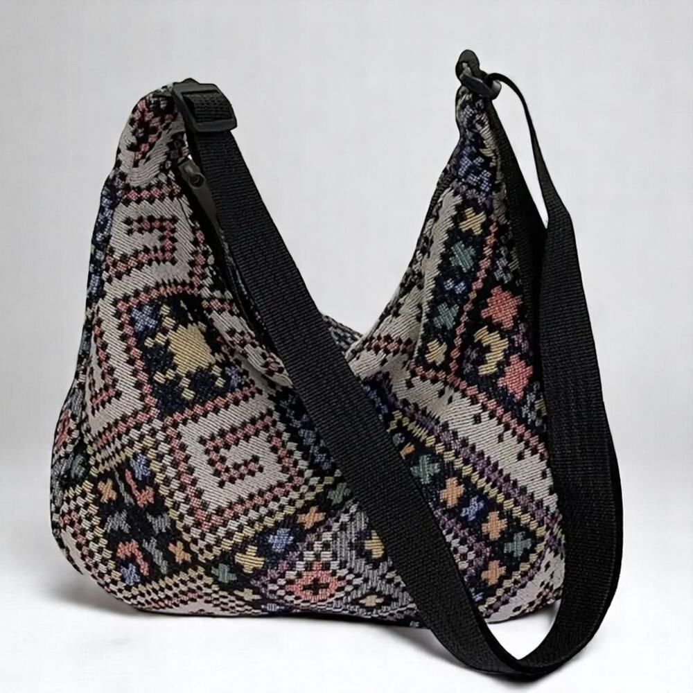 Ethnic Hobo Bag Nylon Boho Messenger Bag Adjustable Strap Small Travel Purse New